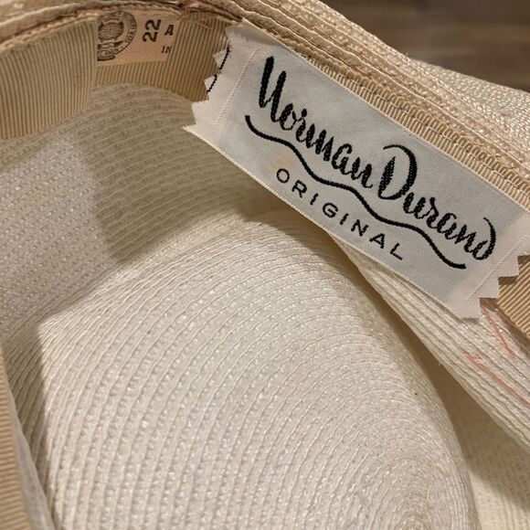 Norman Durand Vintage Women’s Beige Peach Straw Hat - Picture 10 of 11